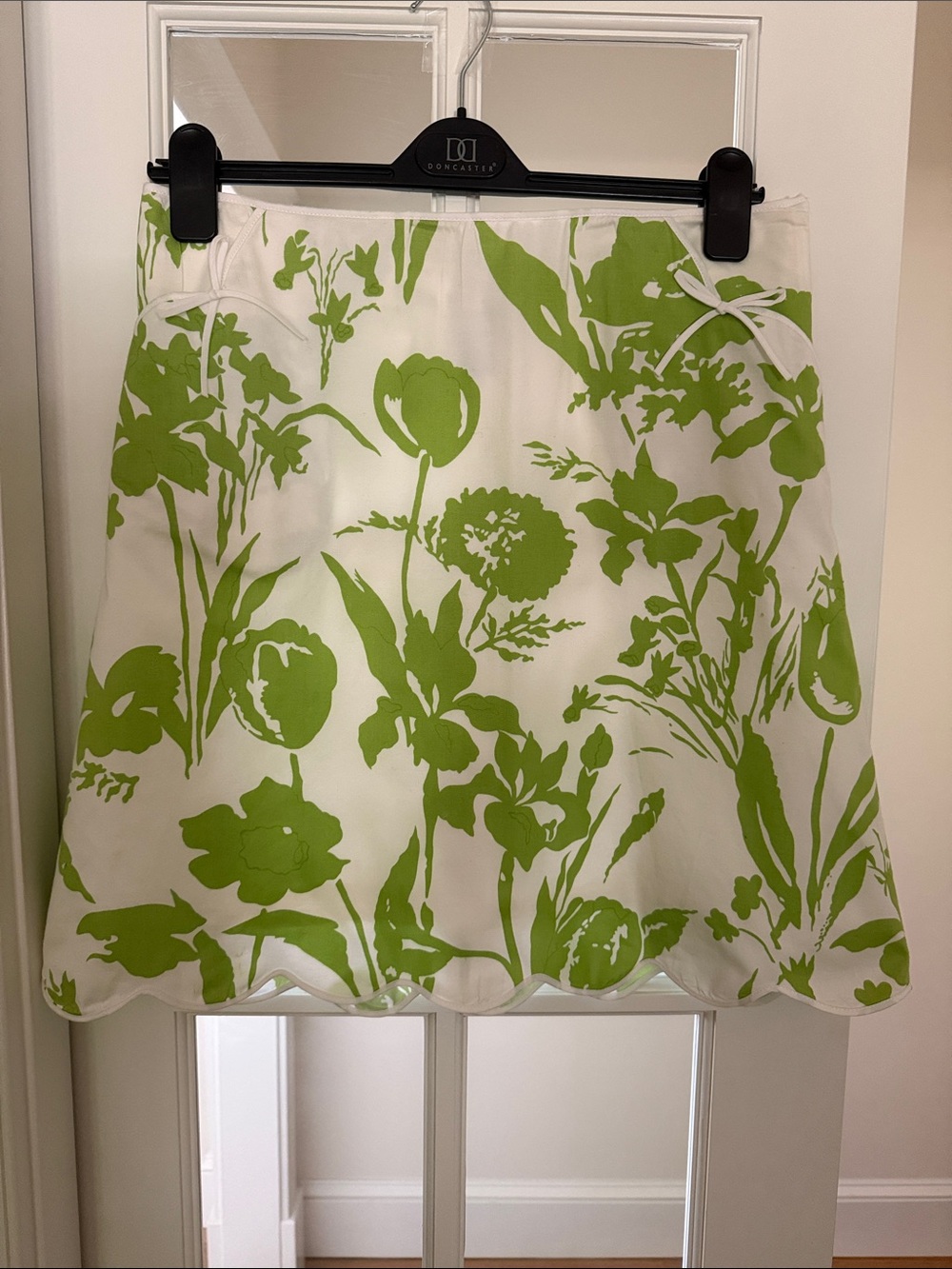 Cambridge Dry Goods White and Lime Floral A-Line Skirt